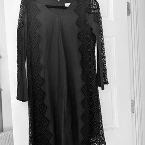 Chico's Black Long Sleeve Lace Dress